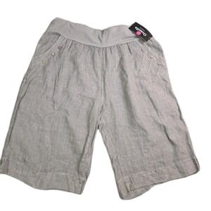 Ornella Paris Pocket Button-Detail 100 % Linen Bermuda Shorts Size XXXL